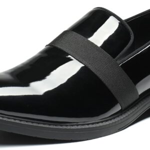 Men’s Patent Leather Slip-On Tuxedo Loafers – Formal Dress Shoes