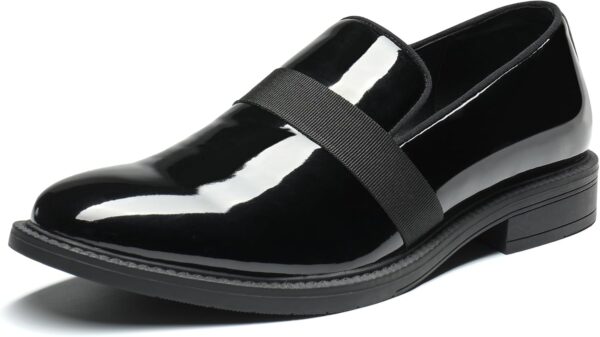 Men’s Patent Leather Slip-On Tuxedo Loafers – Formal Dress Shoes