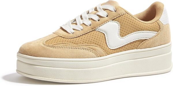 Platform Sneakers Suede & Faux Leather Comfortable Walking Shoes