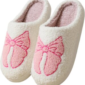 Womens Fruits Slippers For Home Elastic Comfy Retro Memory Foam Fuzzy Soft Bedroom Plush Warm Anti-Skid Sole Winter Wool Lined Indoor Outdoor House Mens Slip-On Flower Shoes