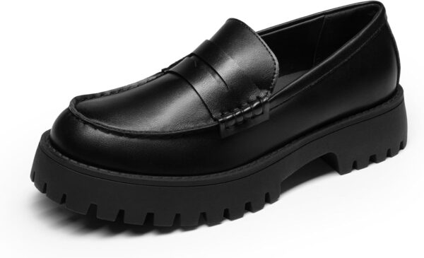 Women’s Penny Loafers – Platform Lug Sole Slip-On Dress Casual Business Shoes