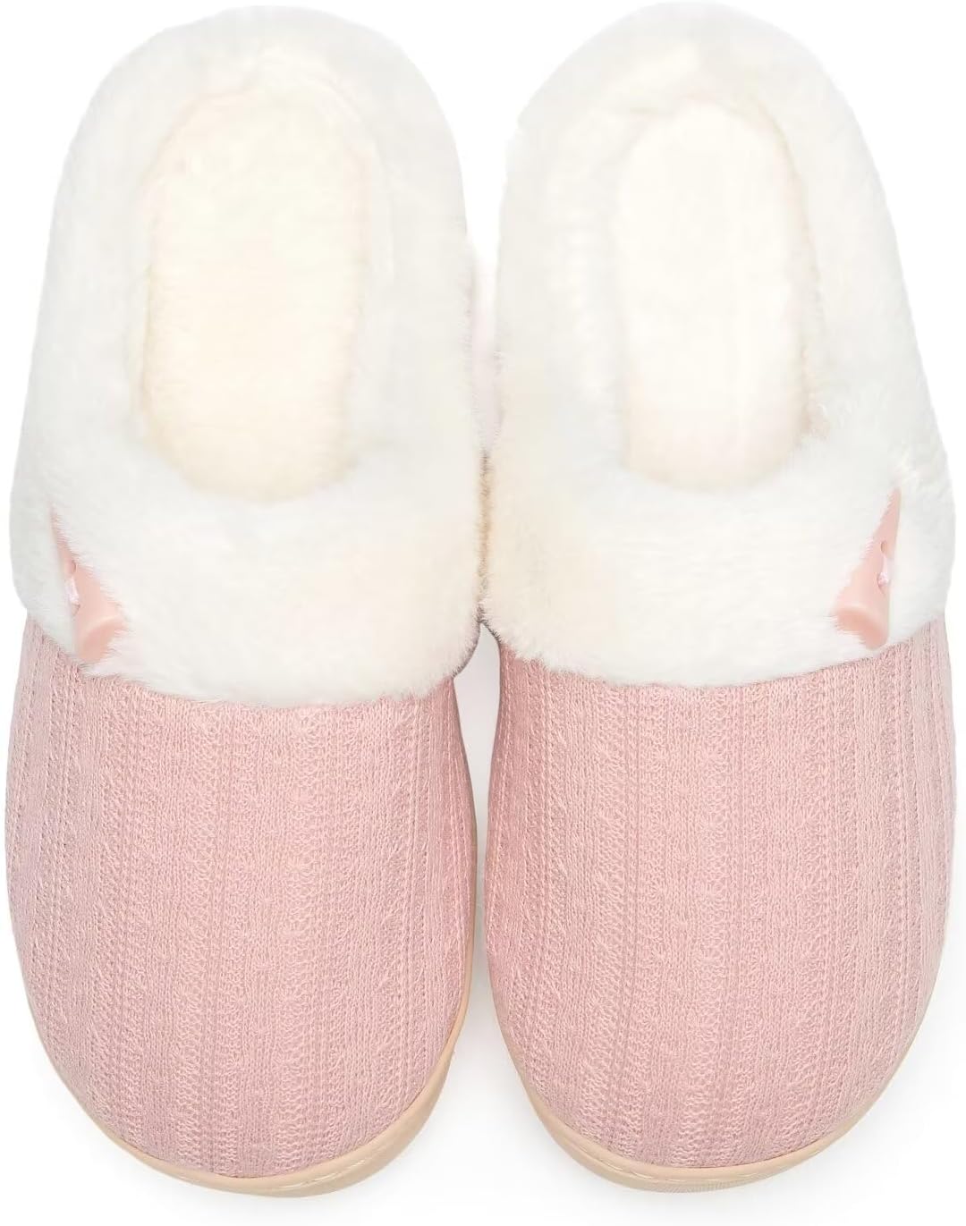 Women's Slip on Fuzzy Slippers Memory Foam House Slippers Outdoor Indoor Warm Plush Bedroom Shoes Scuff with Faux Fur Lining