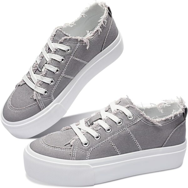 Canvas Platform Sneakers Lace-Up Casual Cute Low Top Shoes