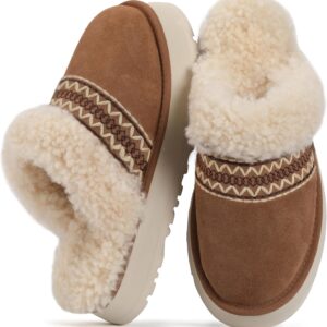 Slippers for Women, Winter House Slippers Indoor Outdoor, Fuzzy Platform Slippers Womens