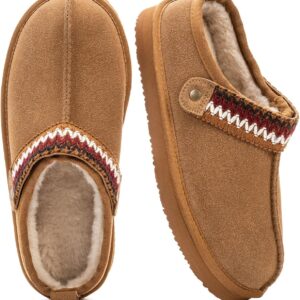 Women's Memory Foam Slippers Winter Warm Cozy Faux Fur Suede House Shoes Indoor Outdoor