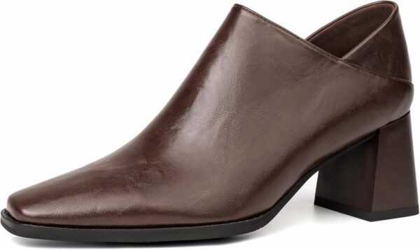 Women’s Faux Leather Chunky Heel Dress Mules Slippers – Black Comfort Casual Work Shoes